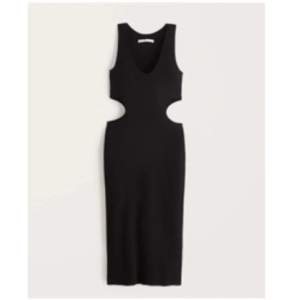 Abercrombie & Fitch  Black Cutout‎ Ribbed Tank Midi Dress Size M